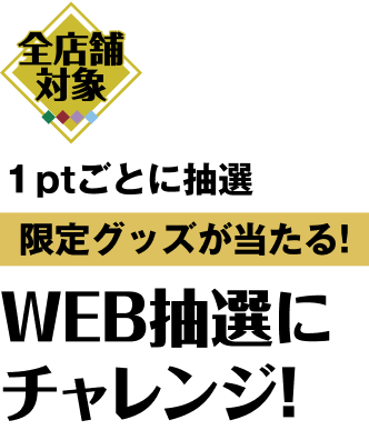 1ptごとに抽選!限定グッズが当たる！WEB抽選にチャレンジ！